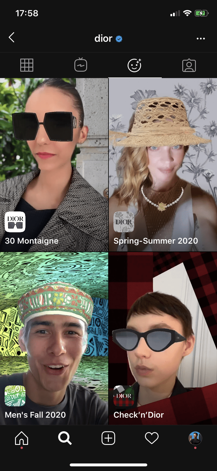Dior face filter Filtro Instagram